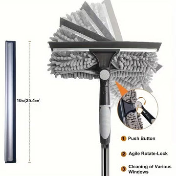 A 2-In-1 High Pole Window Cleaning Kit, Featuring 10 Extendable Rods